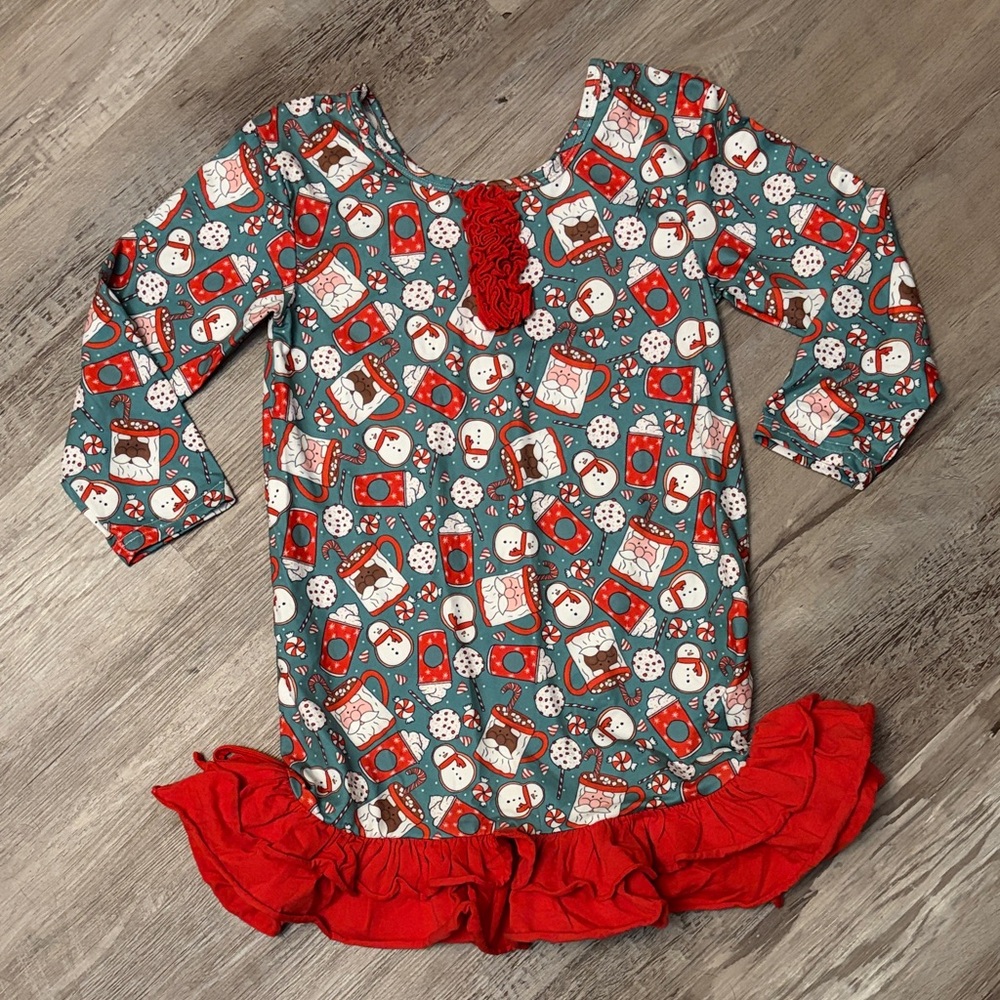 Festive Snowman nightgown with Red Ruffle
